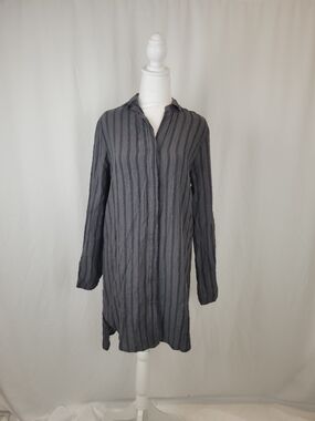 Anthropologie Cloth & Stone Striped Shirt Dress NWT Tunic Boho Gray Small